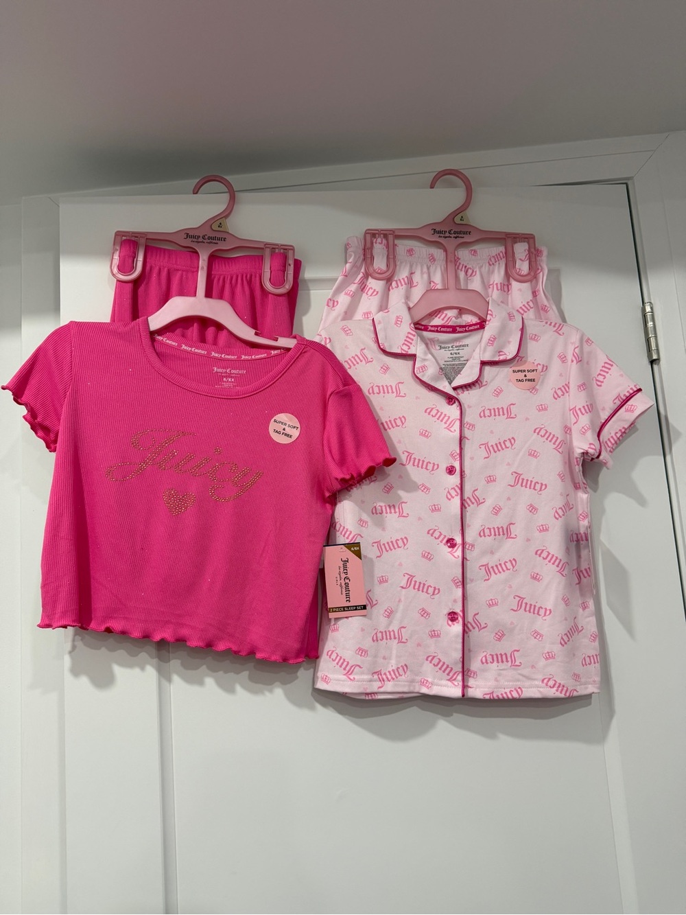 Juicy Couture Girls 6/6x Hot Pink & Light Pink Two-Piece Pajama Set